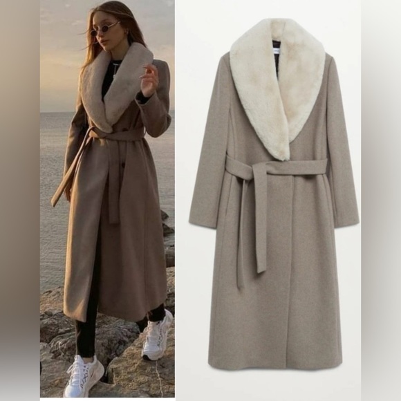 MANGO WOOL BLEND COAT REMOVABLE COLLAR - Picture 6 of 7